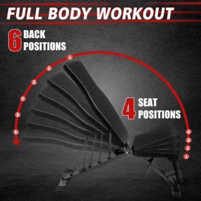 Multi-Purpose Adjustable Workout Bench -- Foldable for Home Gym