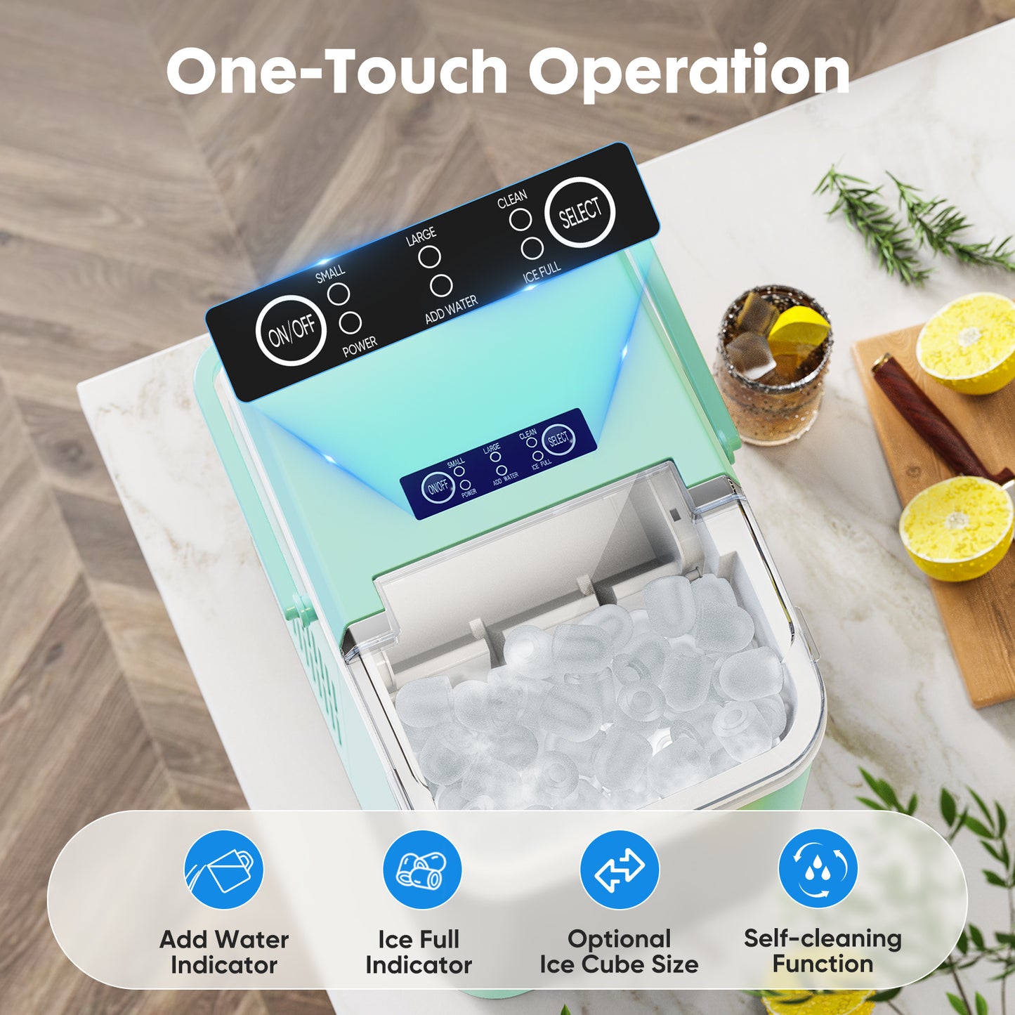 Portable Countertop Ice Maker Machine -- Compact Design, Fast Ice Production, Ideal for Home Bar & Travel