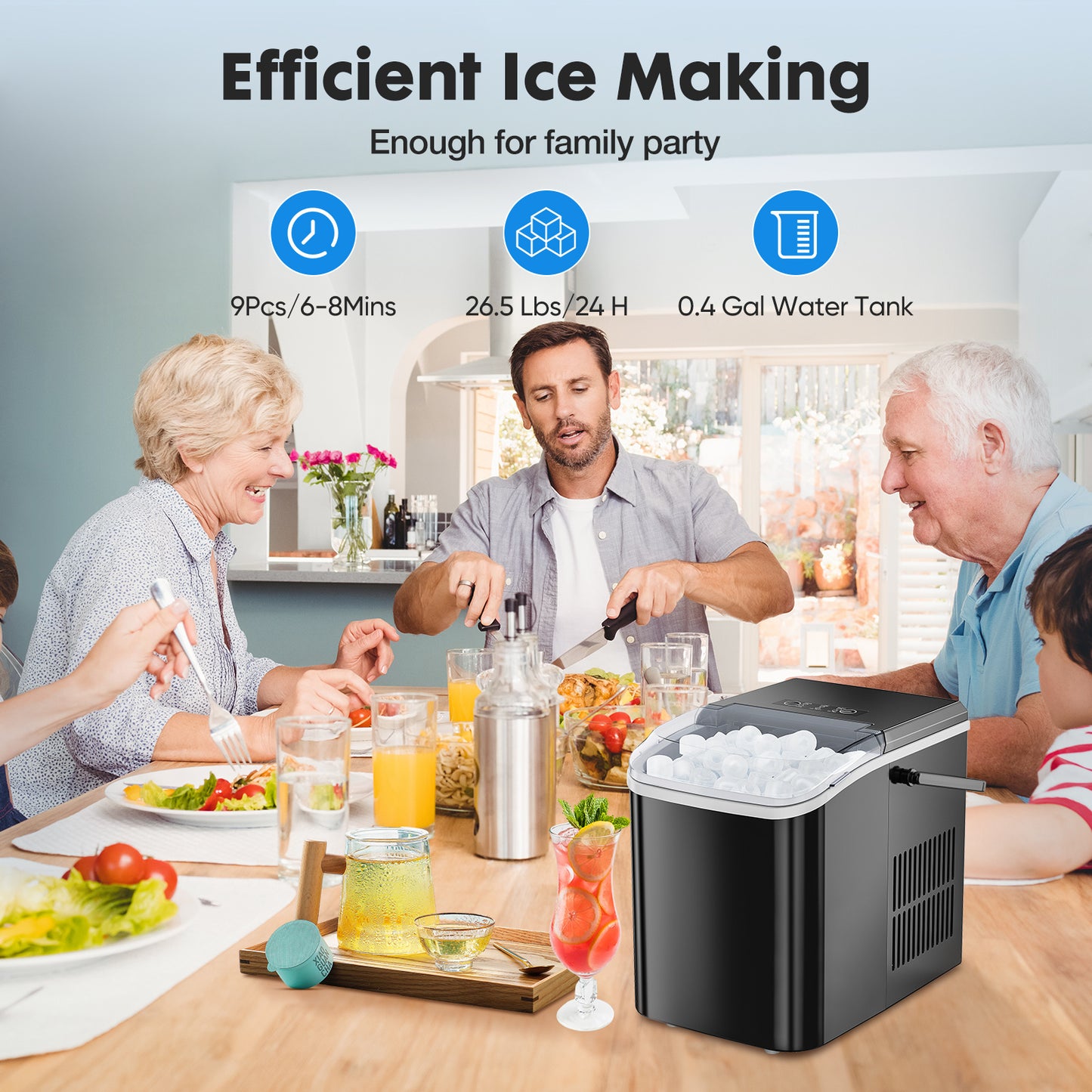 Portable Countertop Ice Maker Machine -- Compact Design, Fast Ice Production, Ideal for Home Bar & Travel