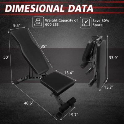 Multi-Purpose Adjustable Workout Bench -- Foldable for Home Gym