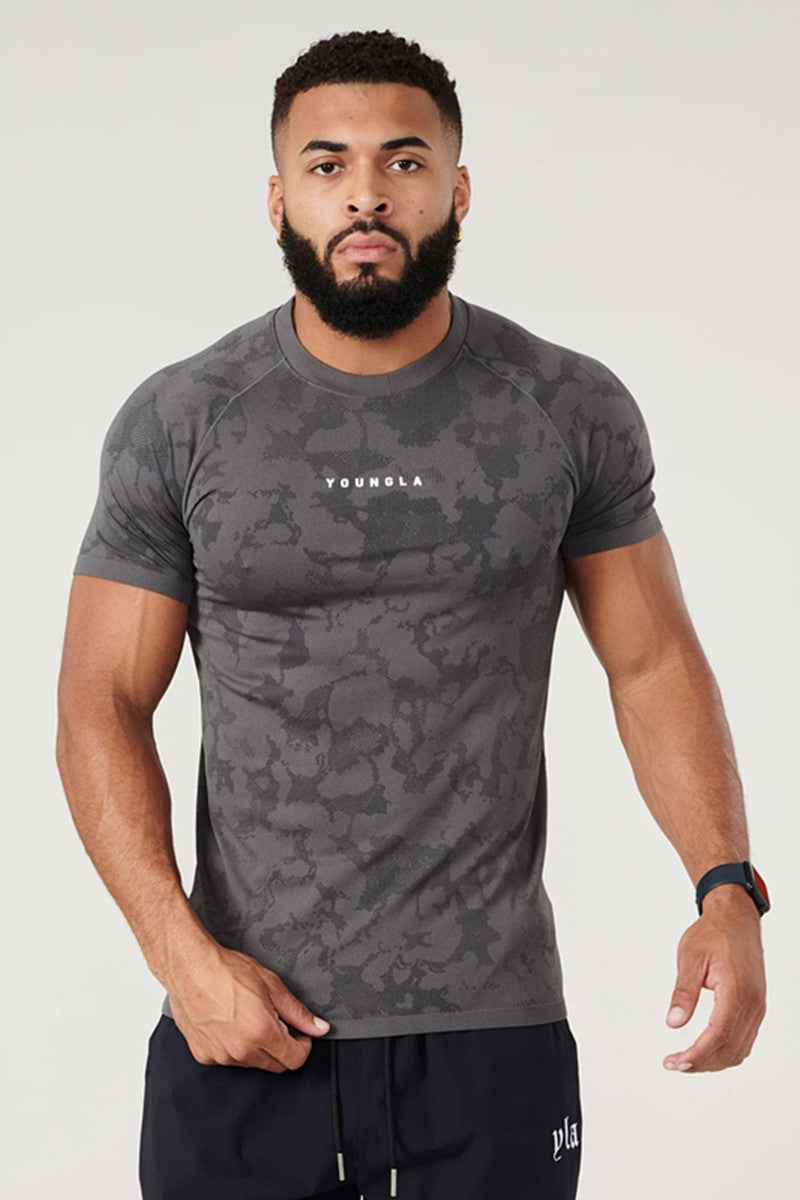 Athletic Camo Gym Shirt for men - Quick Drying, Slim Fit Performance Tee