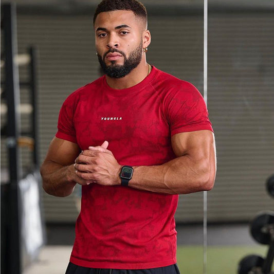 Athletic Camo Gym Shirt for men - Quick Drying, Slim Fit Performance Tee
