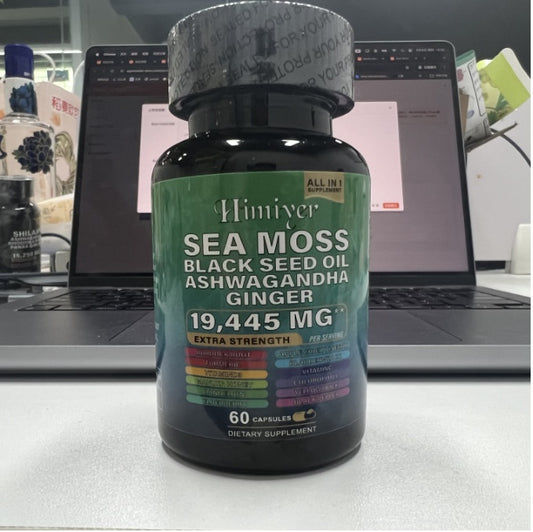 Sea Moss, Black Seed Oil & Ashwagandha Capsules -- Immune, Stress & Vitality Support (60 Count)