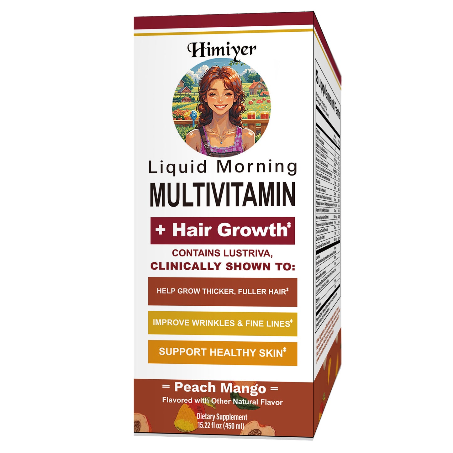 HimiYer Hair Growth Liquid Multivitamin - Supports Thicker Hair & Healthy Skin | Peach Mango