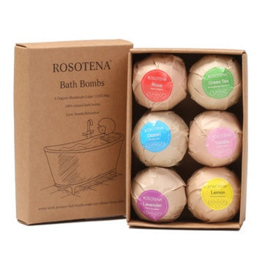 Luxury Organic Bath Bomb Gift Set - 6 Natural Scents for Relaxation, Skin Care & and Aromatherapy