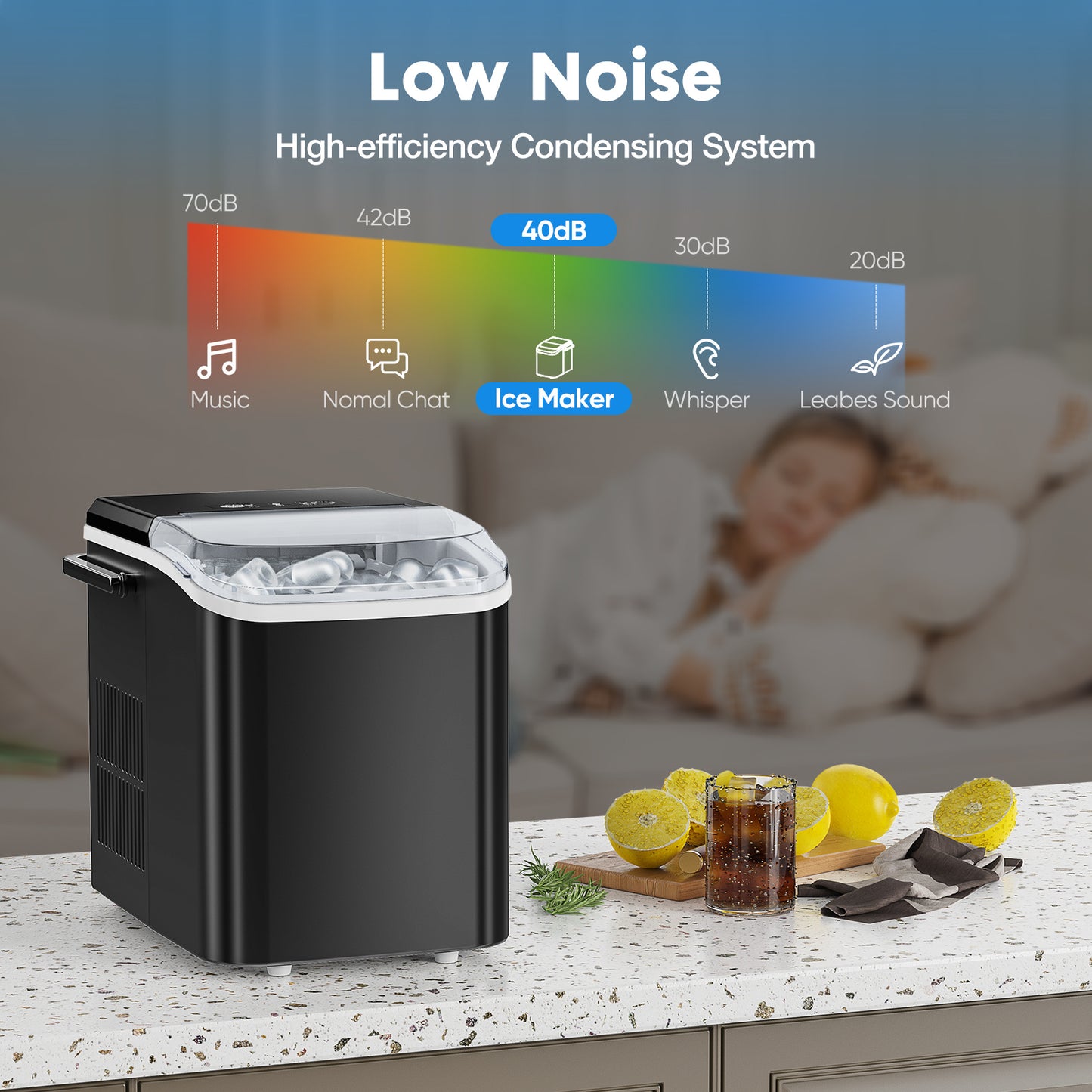 Portable Countertop Ice Maker Machine -- Compact Design, Fast Ice Production, Ideal for Home Bar & Travel