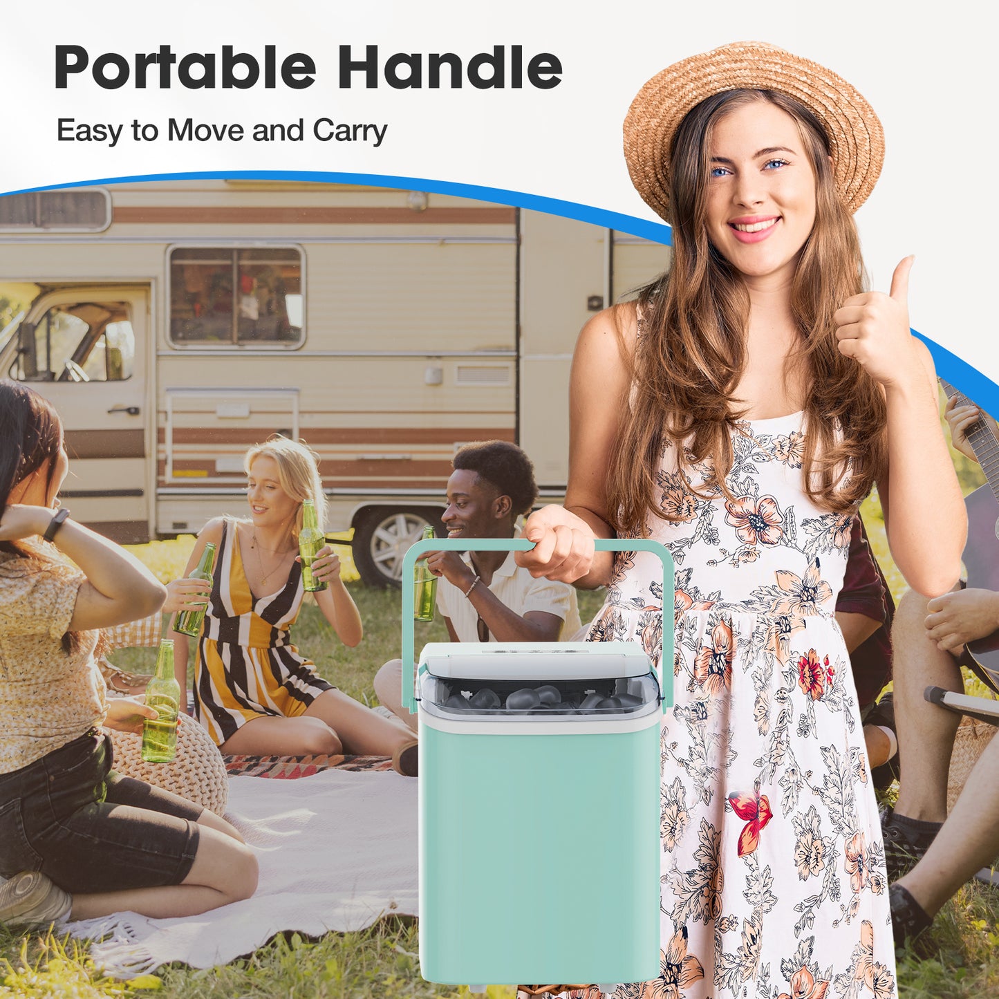 Portable Countertop Ice Maker Machine -- Compact Design, Fast Ice Production, Ideal for Home Bar & Travel