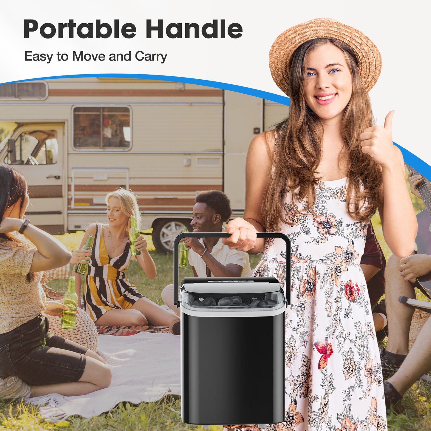 Portable Countertop Ice Maker Machine -- Compact Design, Fast Ice Production, Ideal for Home Bar & Travel