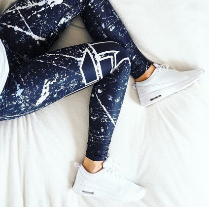 Women's Printed High Waist Workout Leggings -- Breathable, Slim Fit, Butt-Lifting Tights