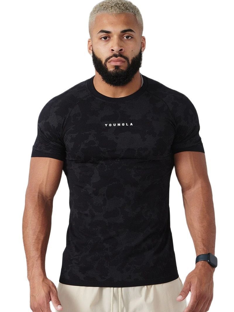 Athletic Camo Gym Shirt for men - Quick Drying, Slim Fit Performance Tee