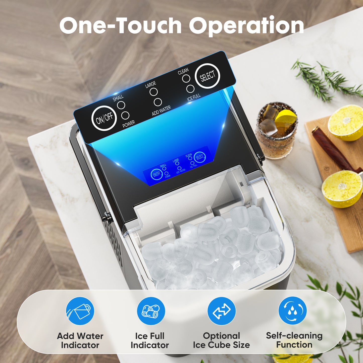 Portable Countertop Ice Maker Machine -- Compact Design, Fast Ice Production, Ideal for Home Bar & Travel
