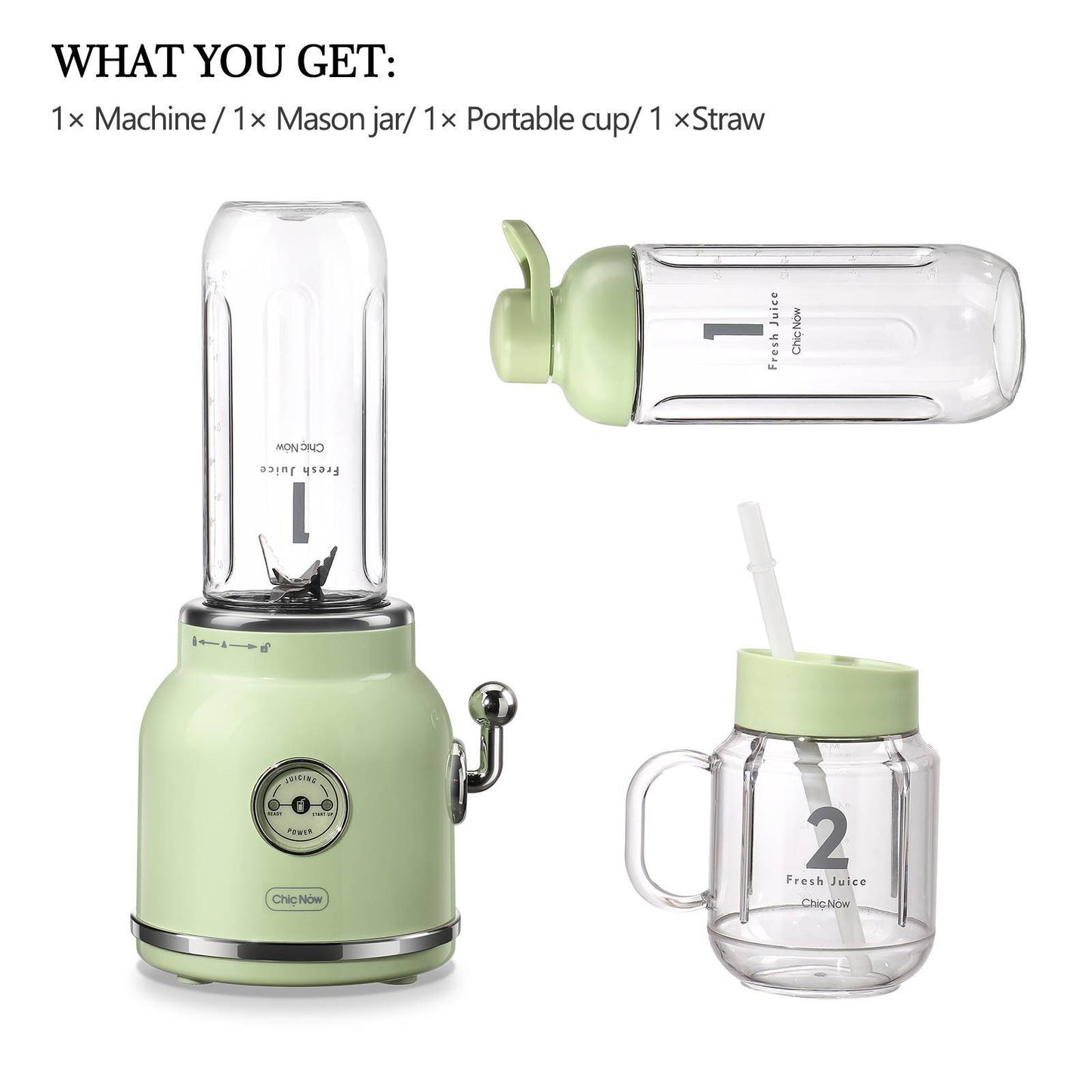 Personal Blender Maker for Shakes, Smoothies & Juices - 20.3 oz Mason Jar and Travel