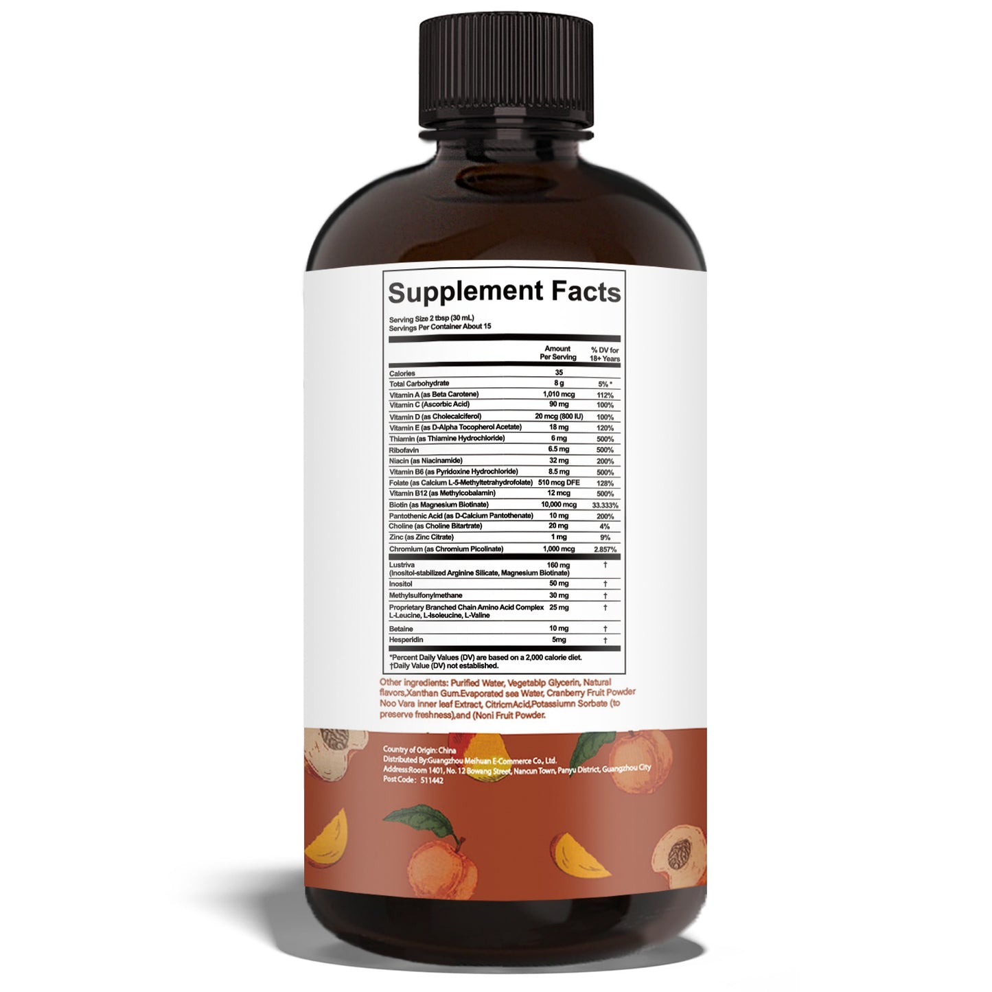 HimiYer Hair Growth Liquid Multivitamin - Supports Thicker Hair & Healthy Skin | Peach Mango