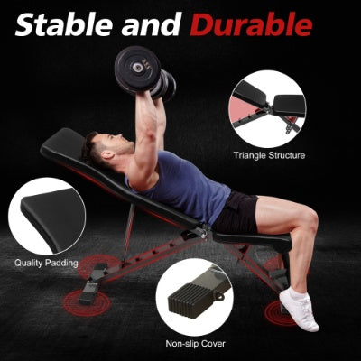 Multi-Purpose Adjustable Workout Bench -- Foldable for Home Gym