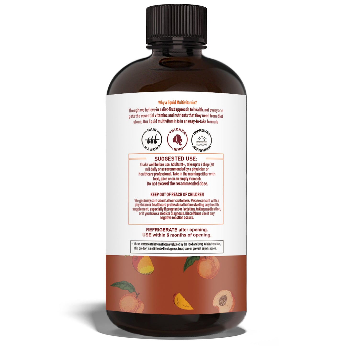 HimiYer Hair Growth Liquid Multivitamin - Supports Thicker Hair & Healthy Skin | Peach Mango