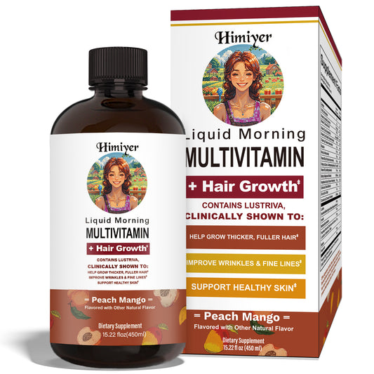 HimiYer Hair Growth Liquid Multivitamin - Supports Thicker Hair & Healthy Skin | Peach Mango